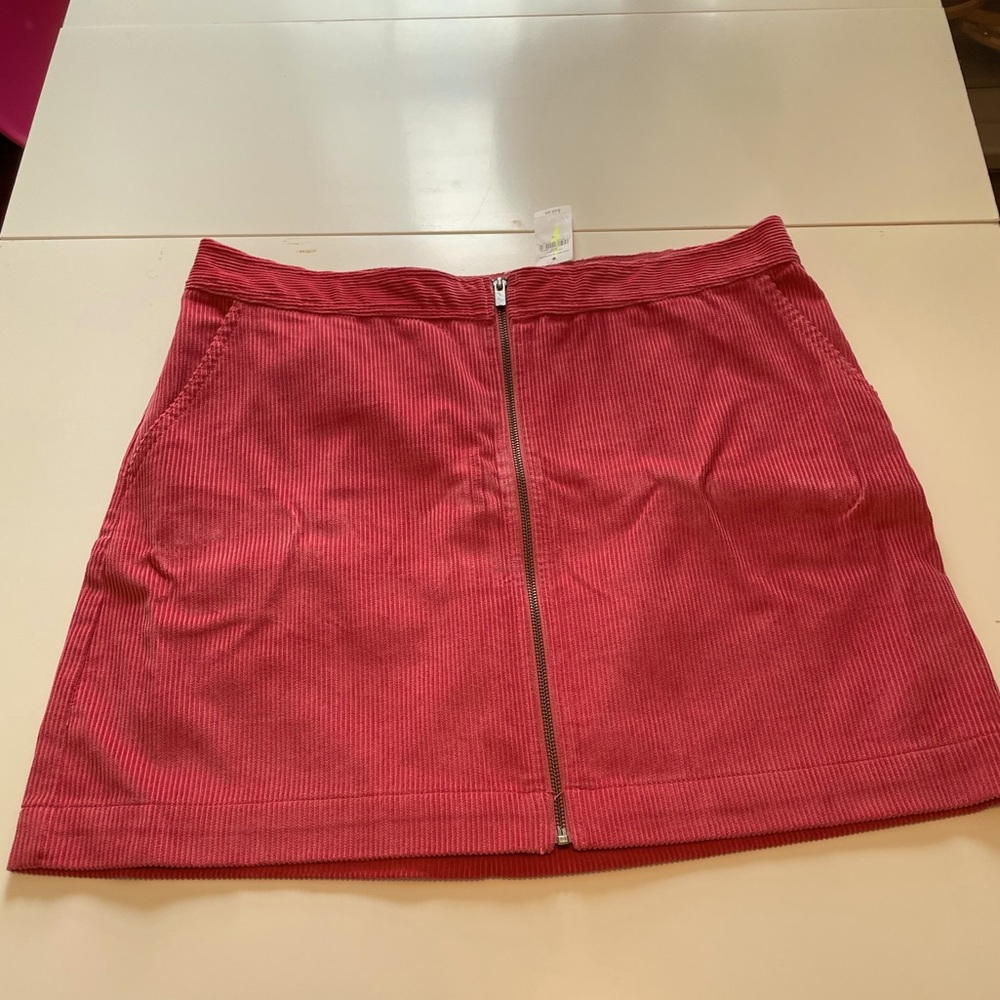 Coral Corduroy A-line Mini Skirt